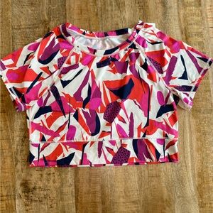 Dow Fitness Vibrant Multi-Color Short Sleeve Athletic Crop Size XL